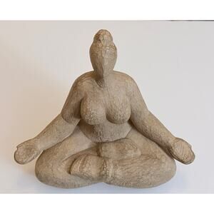 Resin Sucasana Female Yoga Figurine Tan Meditation Pranayama 9.5” x 11.5”